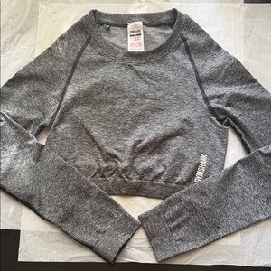 Gymshark Women's Charcoal Long Sleeve Crop Top